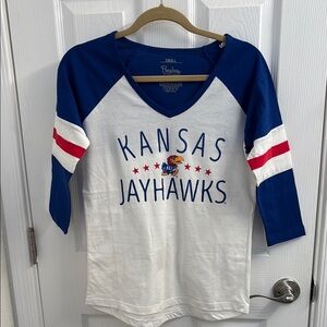 Women's KANSAS KU JAYHAWKS Baseball T-Shirt and Stuffy Jayhawk Set! Size S
